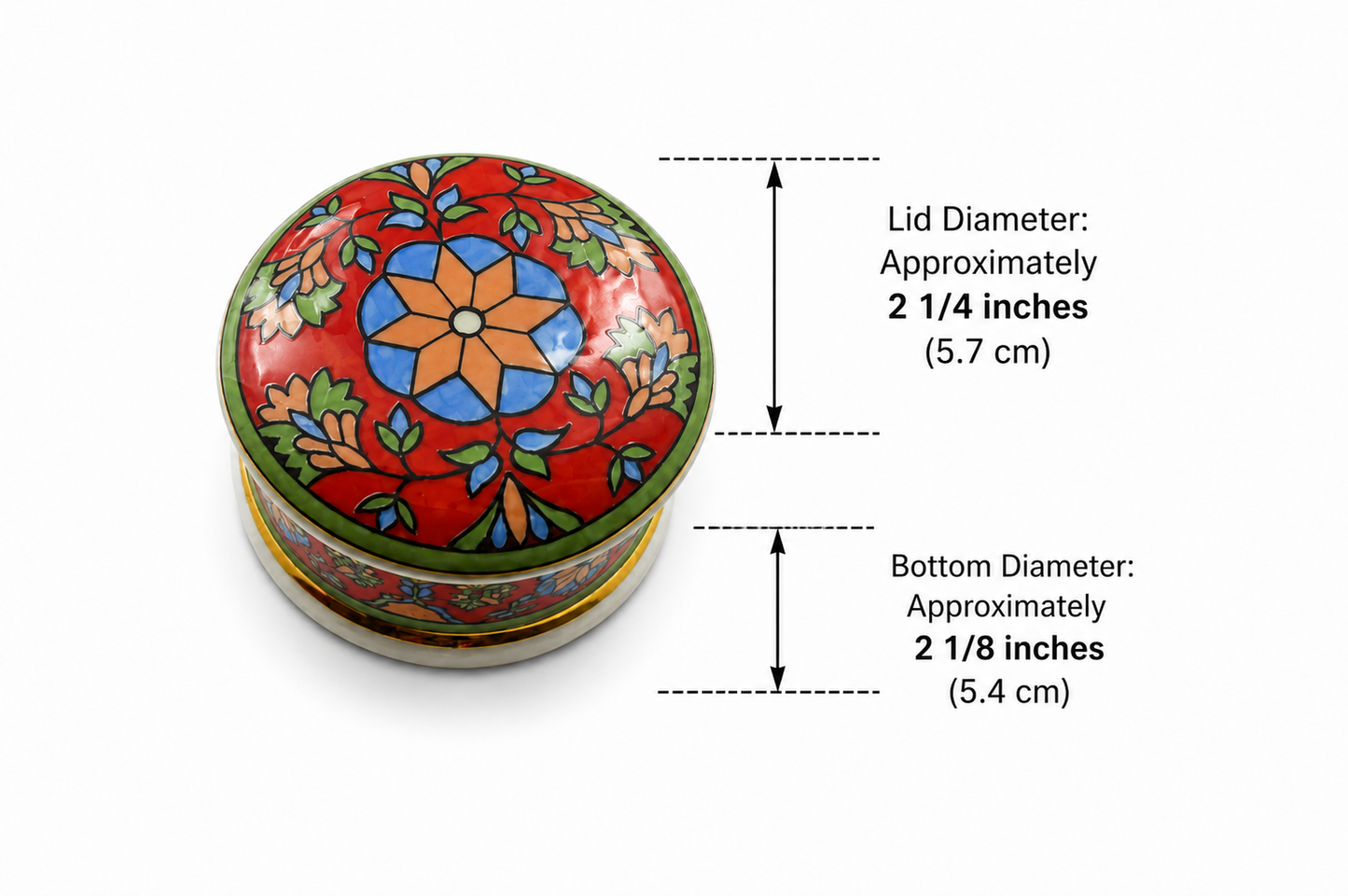 STAFFORDSHIRE TRINKET POT RED WITH FLORAL DESIGN