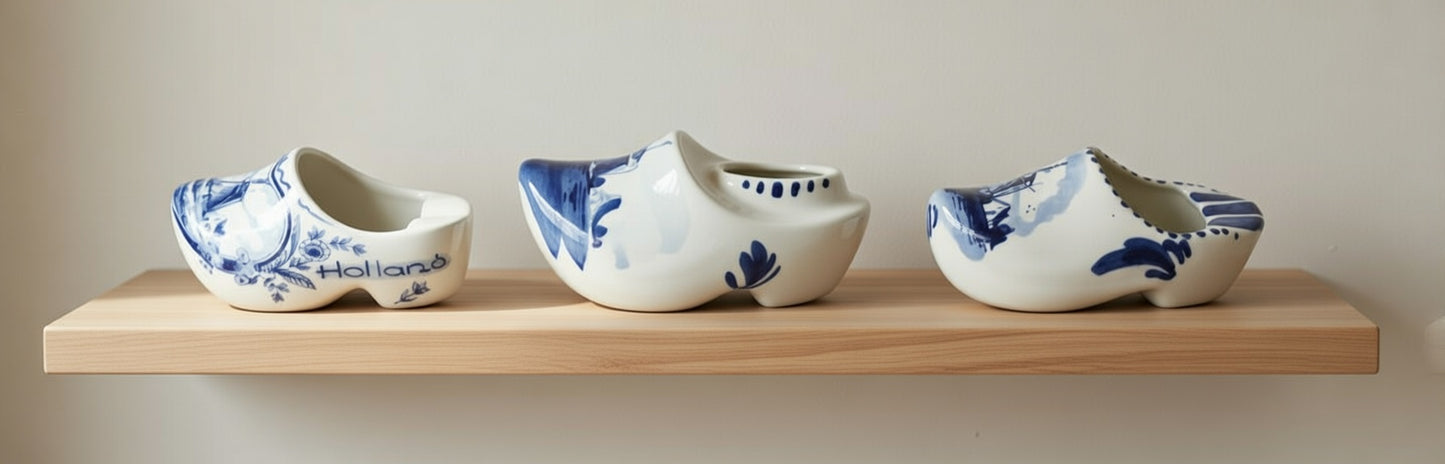 Vintage Delft Blue Clog Ashtrays Set (8) – Hand Painted Holland Ceramic Mini Clogs Collectibles