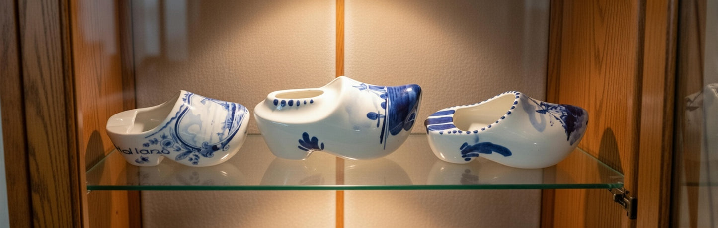 Vintage Delft Blue Clog Ashtrays Set (8) – Hand Painted Holland Ceramic Mini Clogs Collectibles