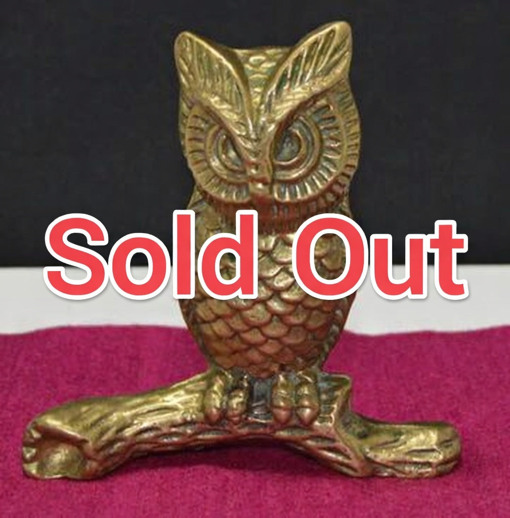 BIRD FIGURINE BRASS OWL ON A BRANCH FIGURINE