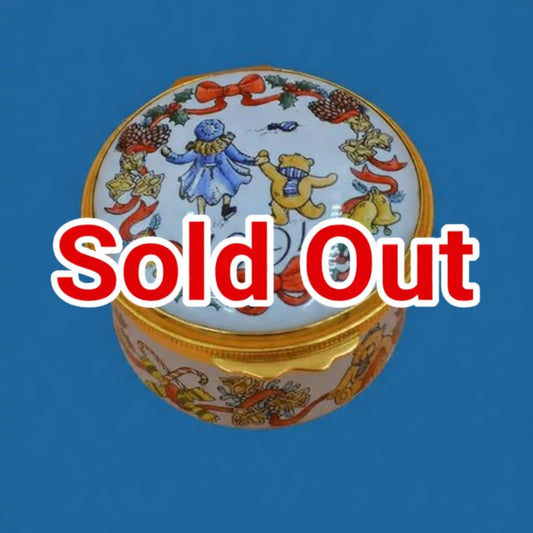 1994 KINGSLEY ENAMELS WORCESTERSHIRE CHRISTMAS THEMED TRINKET POT