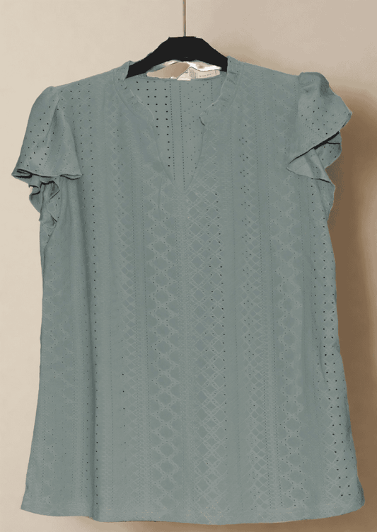 BLOOMING JELLY WOMENS GREEN SHORT SLEEVE TOP LARGE - TMD167207