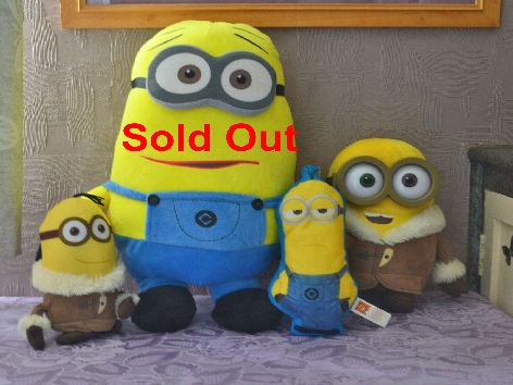 FOUR SOFT TOY MINIONS DIFFERENT SIZES AND CHARACTERS