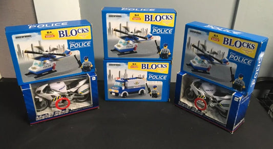 Toy Bundle: 2 Motorzone Motorbikes & 4 Build My World Police Blocks - TMD167207