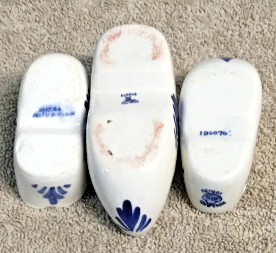 Vintage Delft Blue Clog Ashtrays Set (8) – Hand Painted Holland Ceramic Mini Clogs Collectibles