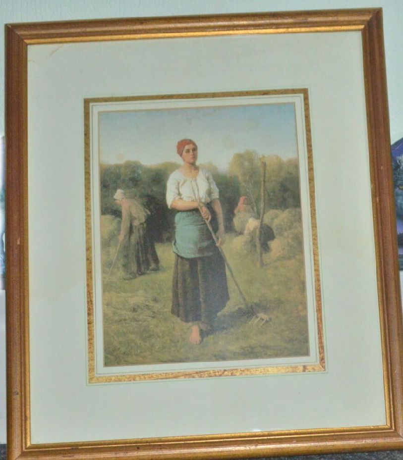 FRAMED PRINT GIRL WITH A RAKE by JULES BRETON - TMD167207
