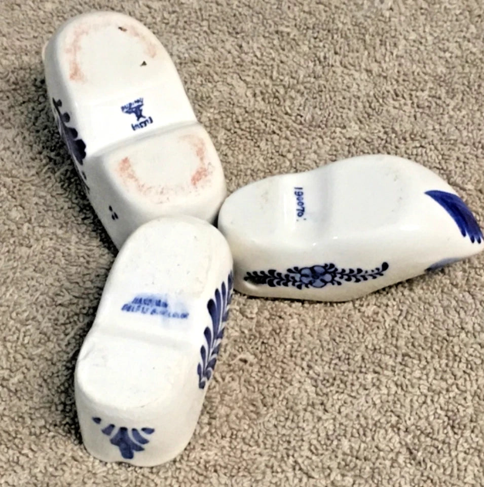 Vintage Delft Blue Clog Ashtrays Set (8) – Hand Painted Holland Ceramic Mini Clogs Collectibles