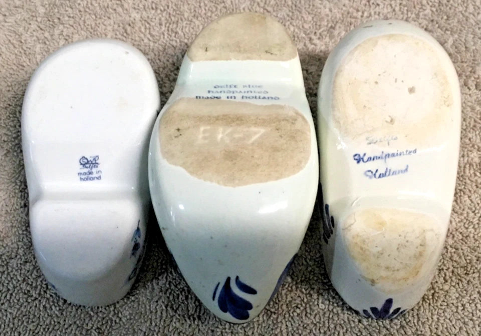Vintage Delft Blue Clog Ashtrays Set (8) – Hand Painted Holland Ceramic Mini Clogs Collectibles