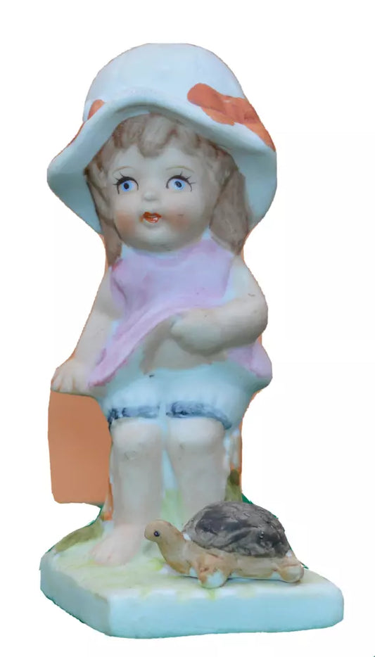 Decorative Figurine  Cute Little Girl with Tortoise - TMD167207