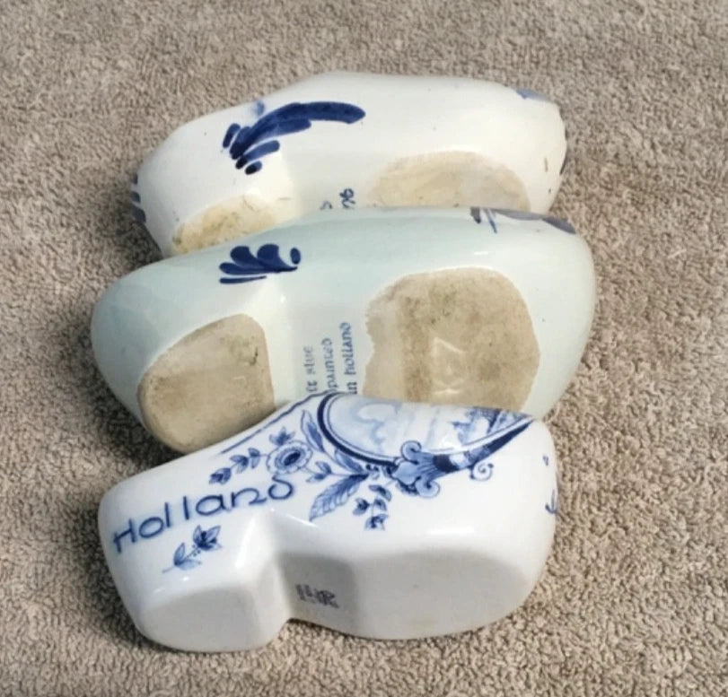 Vintage Delft Blue Clog Ashtrays Set (8) – Hand Painted Holland Ceramic Mini Clogs Collectibles