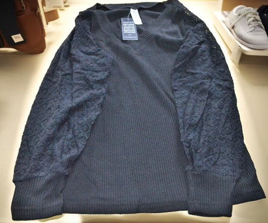 Blooming Jelly Women's V-Neck Black Ribbed Jumper - TMD167207