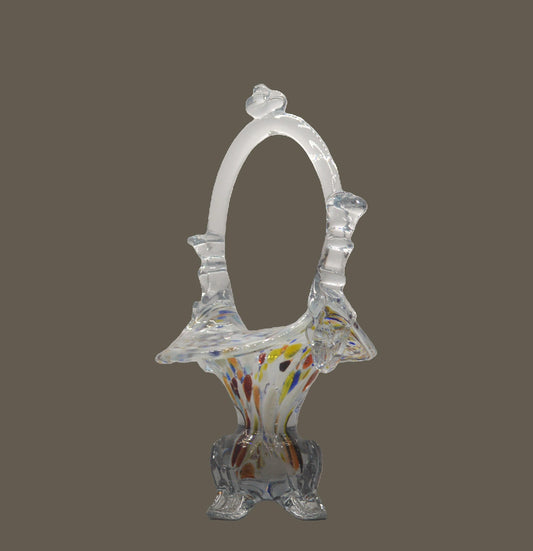 MURANO STYLE MULTICOLURED ART GLASS BASKET