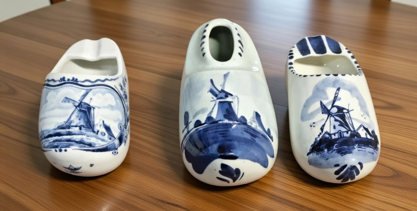 Vintage Delft Blue Clog Ashtrays Set (8) – Hand Painted Holland Ceramic Mini Clogs Collectibles