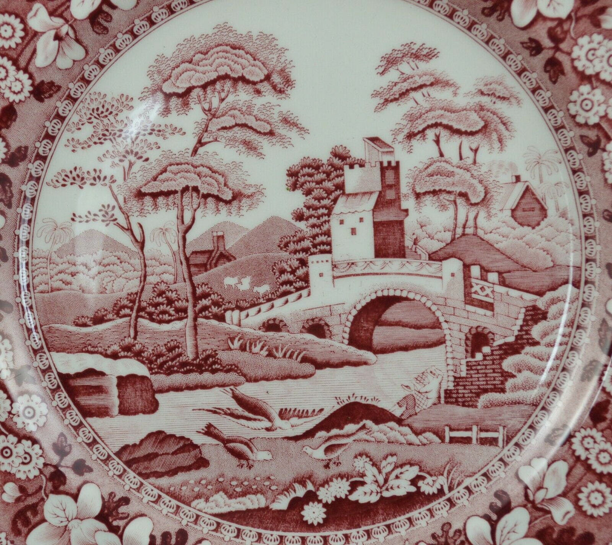 Marked Plate Stunning Rare Red Detailed Scenic Plate – Marked X1888B,