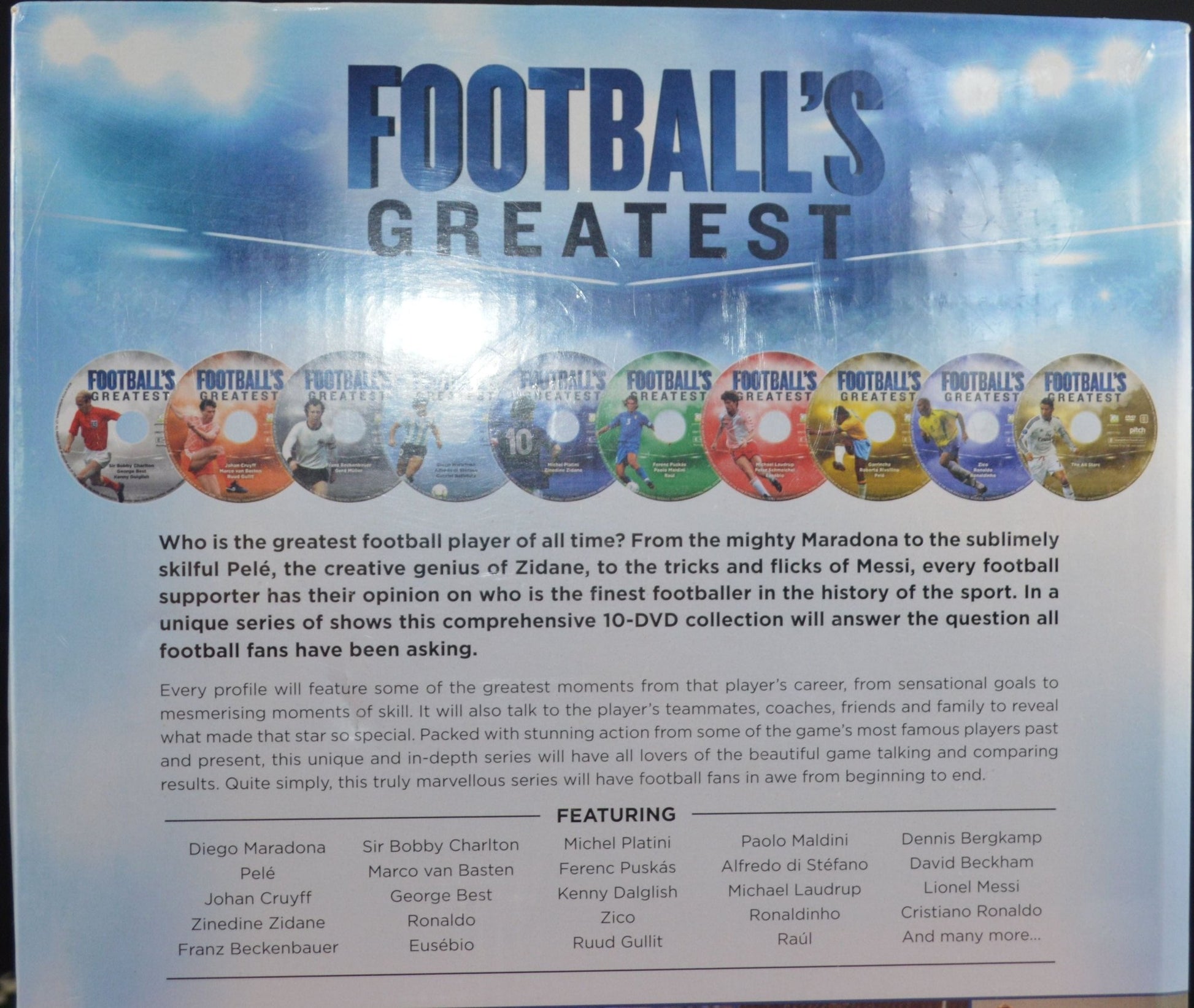 AS NEW 10 DVD LIMITED EDITION COLLECTION FOOTBALL'S GREATEST(PREVIOUSLY OWNED) UNOPENED - TMD167207