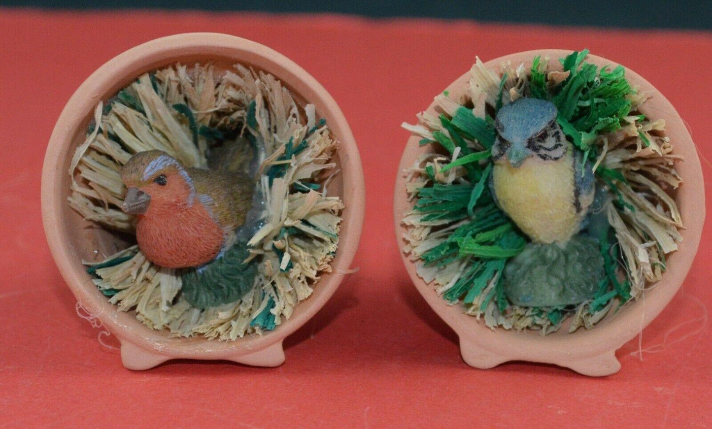 BIRD FIGURINES SET OF SIX BIRDS IN MINIATURE FLOWER POTS(SHOP CLEARANCE) - TMD167207