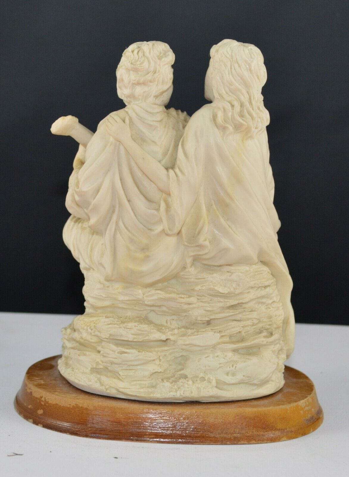 DECORATIVE FIGURINE MAN AND LADY FIGURINE ON WOODEN BASE TITLED LOVE STORY(PREVIOUSLY OWNED) GOOD CONDITION - TMD167207