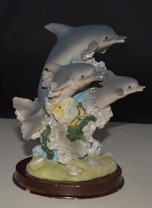 DECORATIVE ORNAMENT DOLPHINS ON A WOODEN BASE(PREVIOUSLY OWNED) GOOD CONDITION - TMD167207