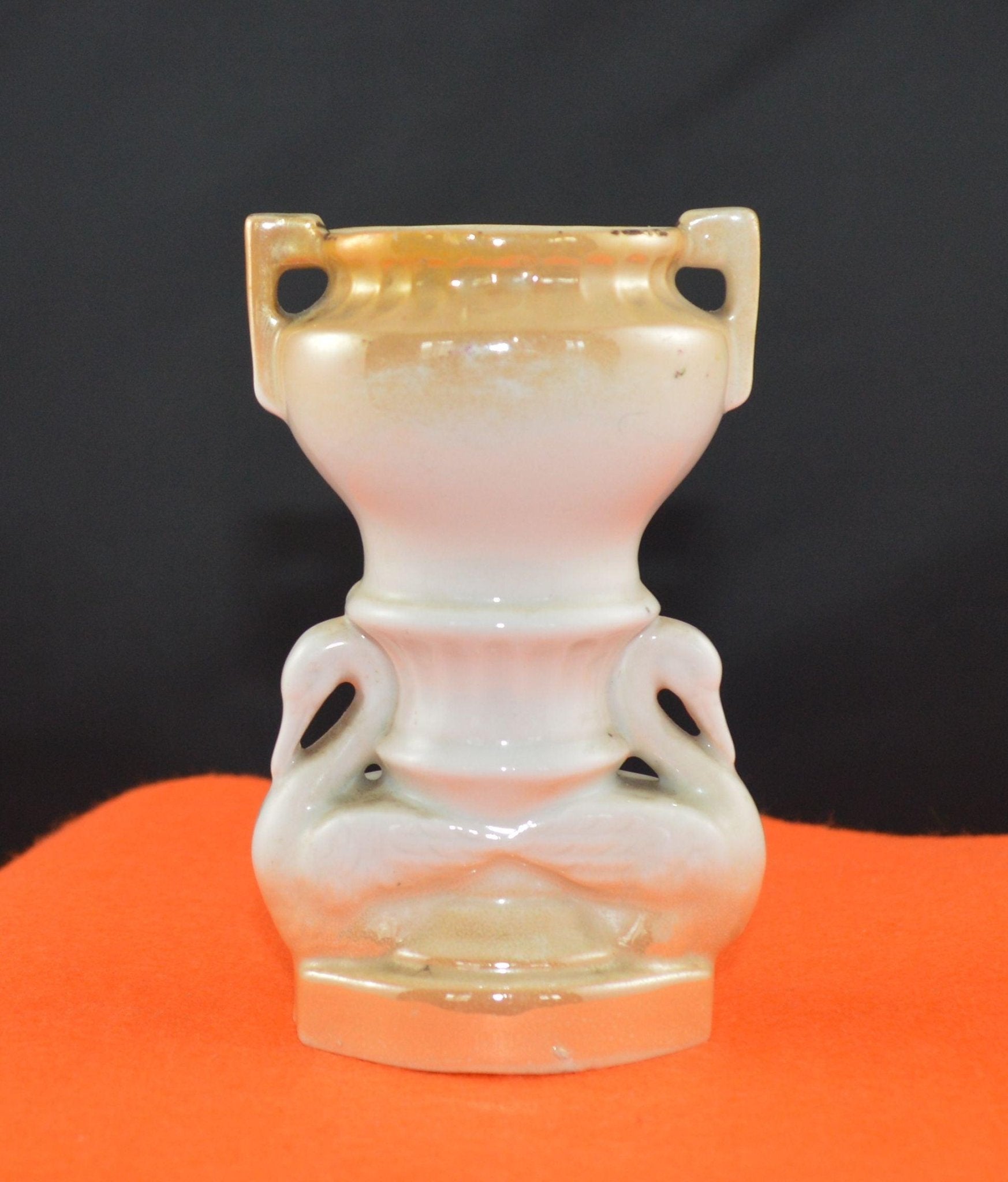 DECORATIVE ORNAMENT VERY SMALL URN VASE WITH SWAN HANDLES(PREVIOUSLY OWNED)FAIRLY GOOD CONDITION - TMD167207