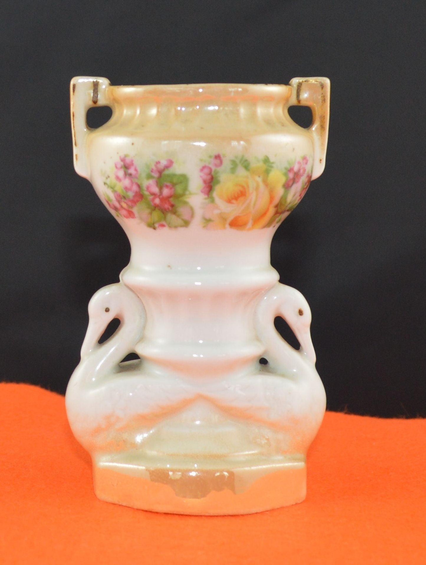 DECORATIVE ORNAMENT VERY SMALL URN VASE WITH SWAN HANDLES(PREVIOUSLY OWNED)FAIRLY GOOD CONDITION - TMD167207