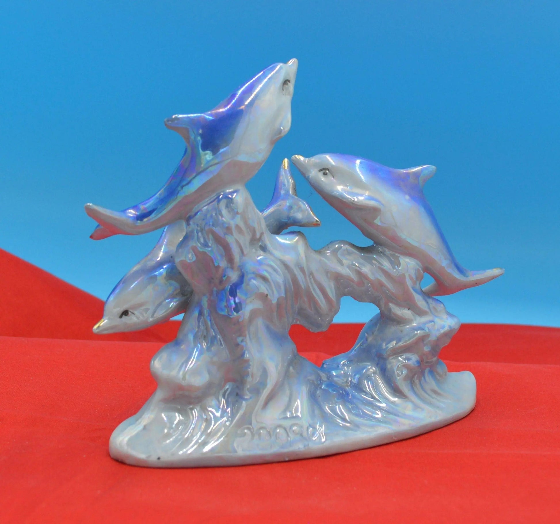DOLPHIN ORNAMENT THREE IRIDESCENT DOLPHINS - TMD167207
