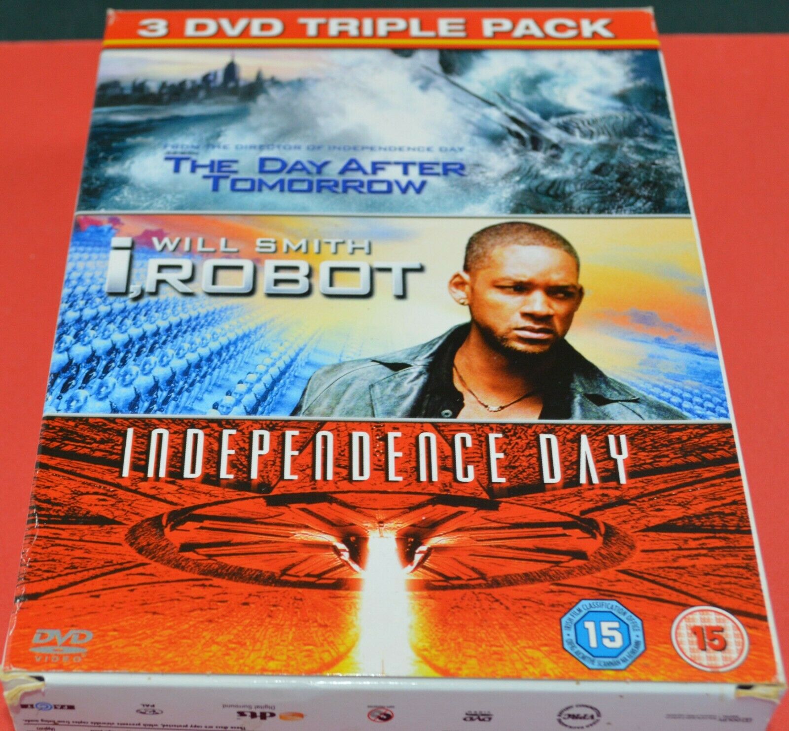 DVD TRIPLE PACK THE DAY AFTER TOMORROW/ I ROBOT & INDEPENDENCE DAY ( PREVIOUSLY OWNE)GOOD CONDITION - TMD167207