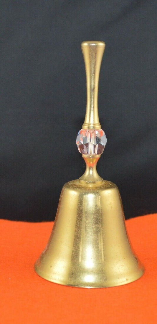 GOLD COLOURED METAL BELL WITH CUT GLASS BEAD ON HANDLE - TMD167207