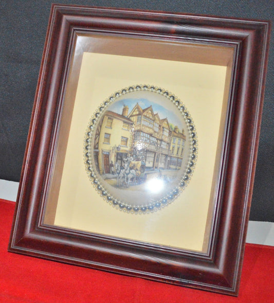 HAND PAINTED HALF OSTRICH EGG IN SHADOW BOX(PREVIOUSLY OWNED) VERY GOOD CONDITION - TMD167207