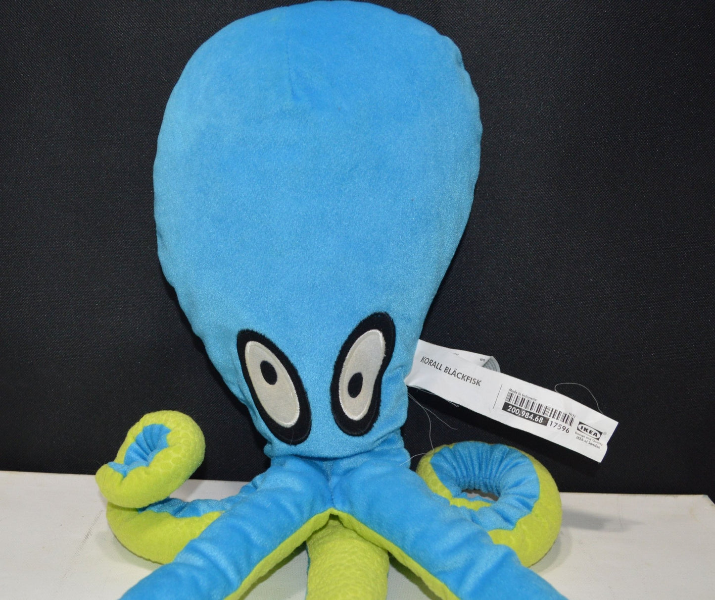 IKEA KORALL BLACKFISK BLUE AND GREEN SOFT TOY SQUID(PREVIOUSLY OWNED) GOOD CONDITION - TMD167207
