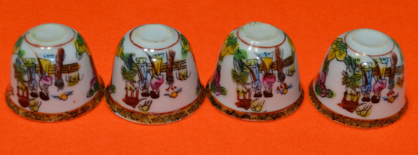 MINIATURE CHINESE TEAPOT AND FOUR CUPS(PREVIOUSLY OWNED) GOOD CONDITION - TMD167207