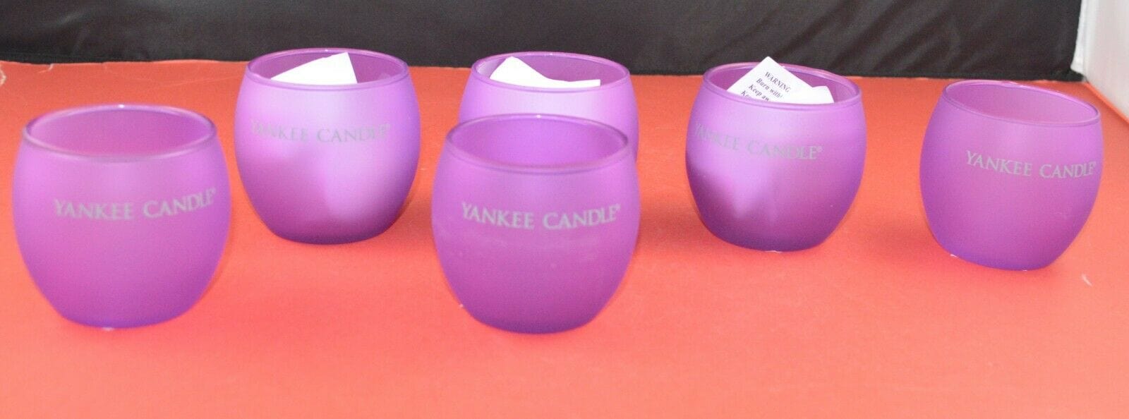 NEW BOX OF SIX YANKEE ROLY POLY PURPLE VOTIVE CANDLE HOLDERS - TMD167207