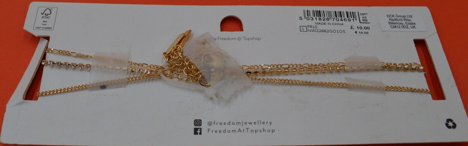 NEW TOPSHOP FREEDOM GOLD TONE CHOKER NECKLACE WITH ANGEL PENDANT - TMD167207