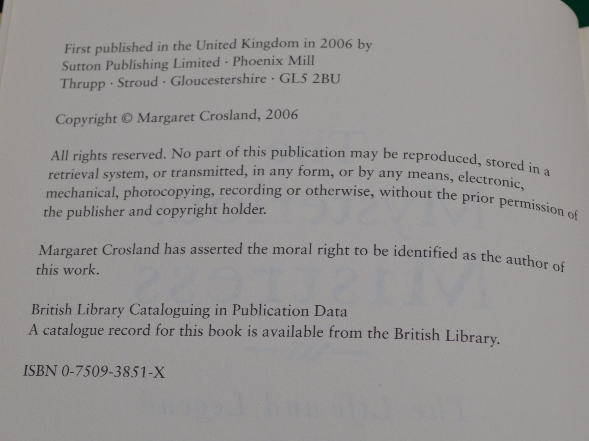 SECONDHAND BOOK THE LIFE & LEGEND OF JANE SHORE by MARGARET CROSLAND GOOD CONDITION - TMD167207