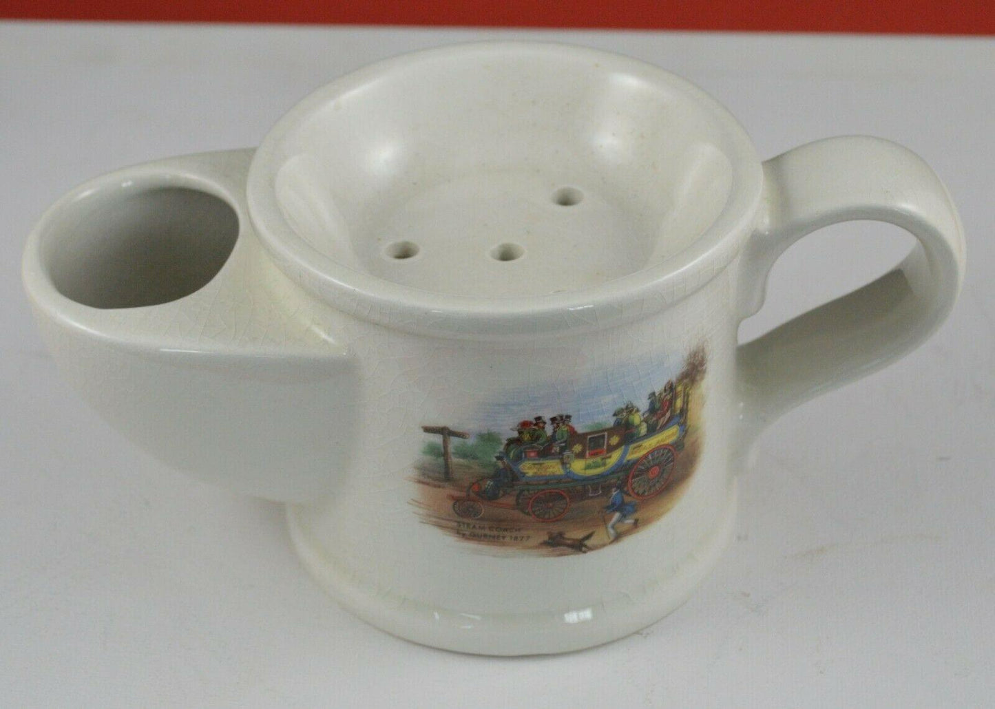 SHAVING MUG WITH STEAM COACH by GURNEY 1827 DEPICTED ON THE FRONT(PREVIOUSLY OWNED) GOOD CONDITION HEAVILY CRAZED - TMD167207