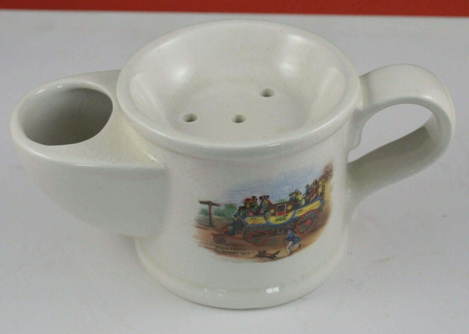 SHAVING MUG WITH STEAM COACH by GURNEY 1827 DEPICTED ON THE FRONT(PREVIOUSLY OWNED) GOOD CONDITION HEAVILY CRAZED - TMD167207