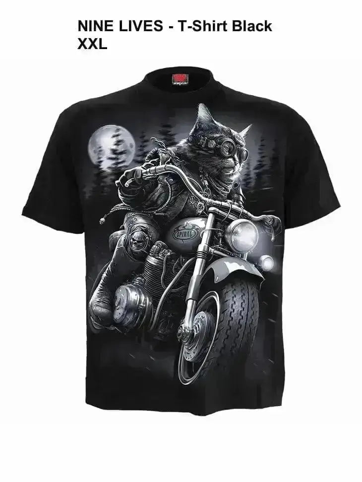 SPIRAL DIRECT NINE LIVES MENS T- SHIRT BLACK PRINTED ON BOTH SIDES - TMD167207
