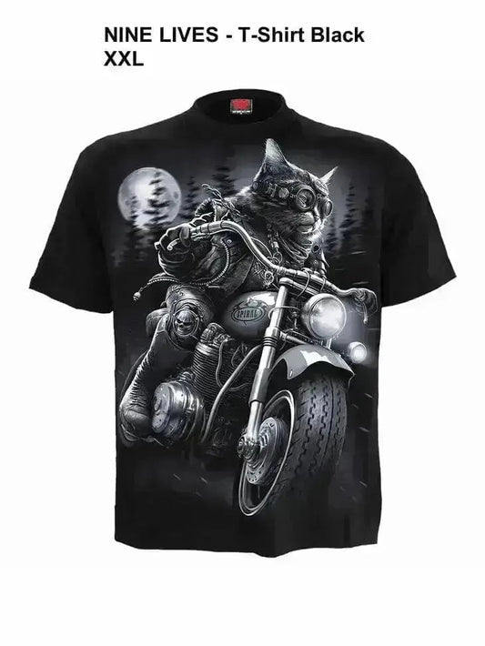 SPIRAL DIRECT NINE LIVES MENS T- SHIRT BLACK PRINTED ON BOTH SIDES - TMD167207