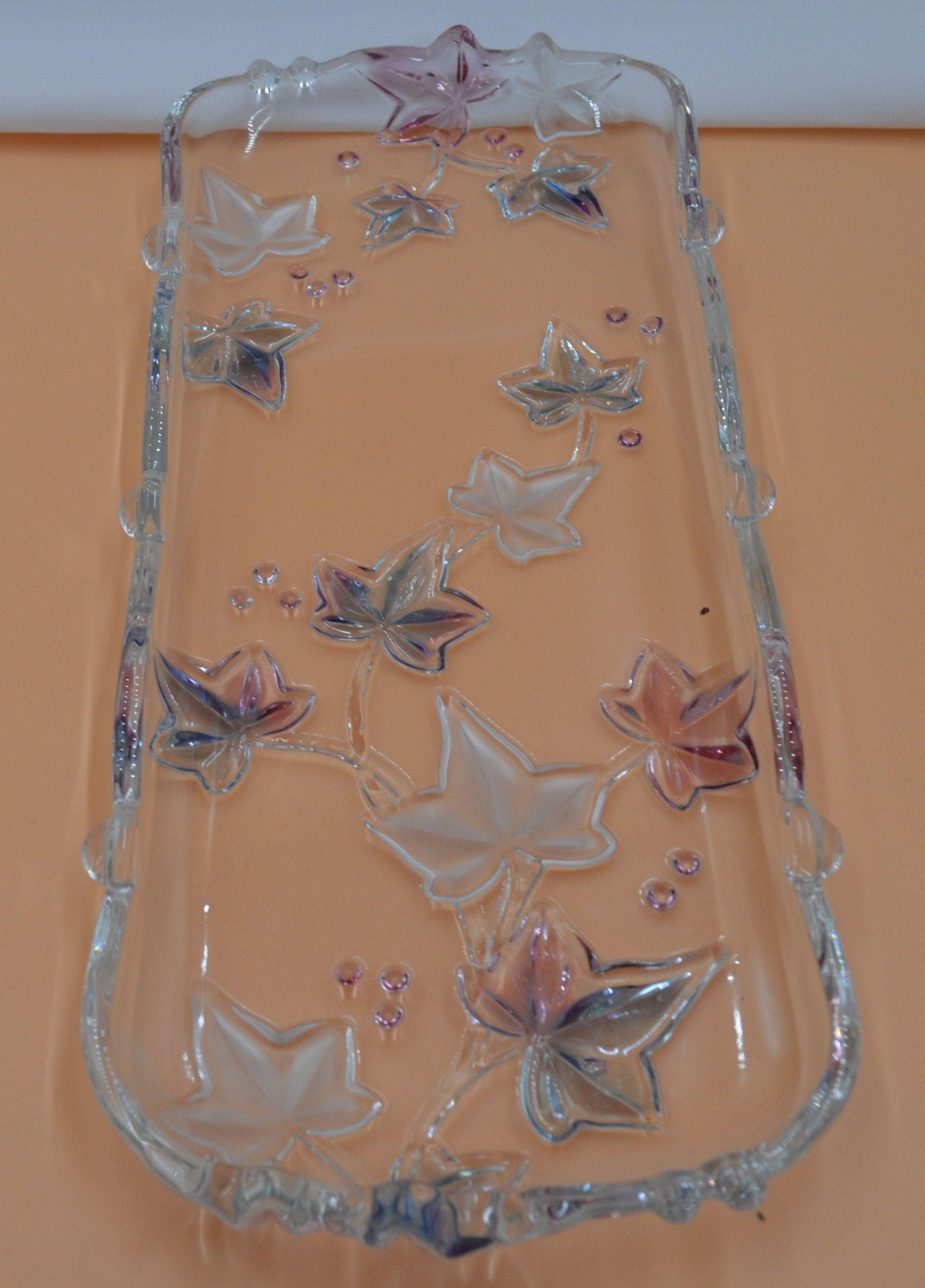 TABLEWARE GLASS SERVING TRAY WITH IVY LEAF DESIGN - TMD167207