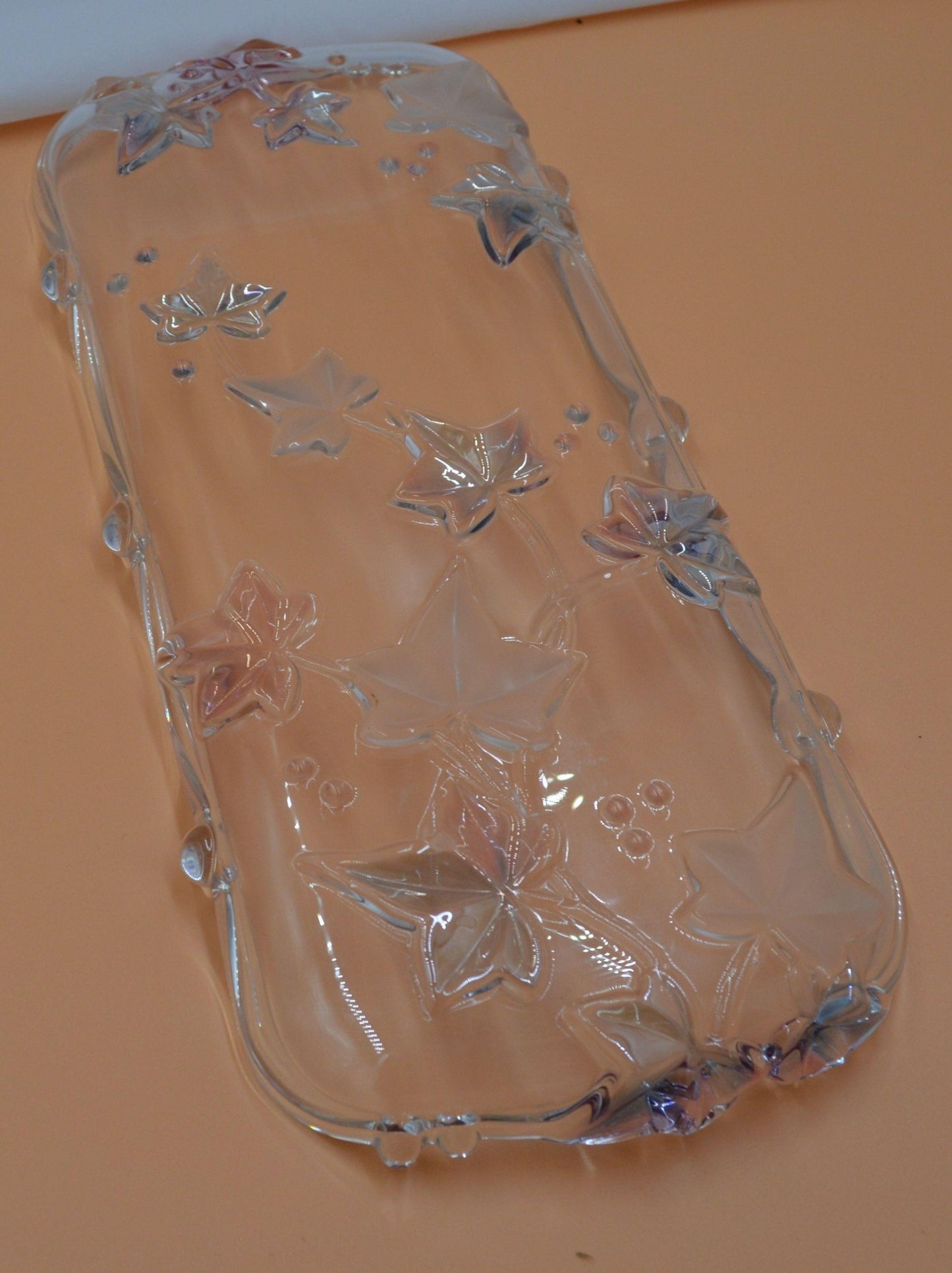 TABLEWARE GLASS SERVING TRAY WITH IVY LEAF DESIGN - TMD167207