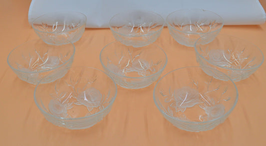 TABLEWARE LUMINARC SCARLETT SATINE EIGHT GLASS BOWLS OPAQUE ROSE DESIGN - TMD167207