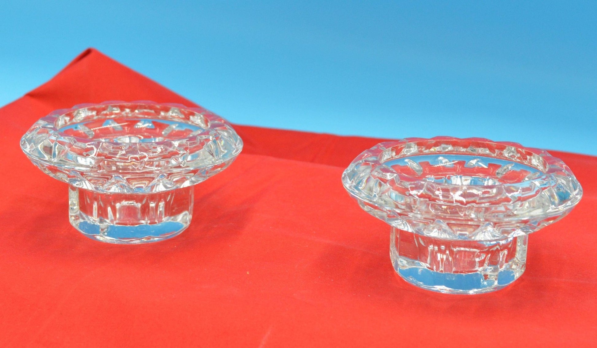 TWO CUT GLASS CANDLE HOLDERS - TMD167207
