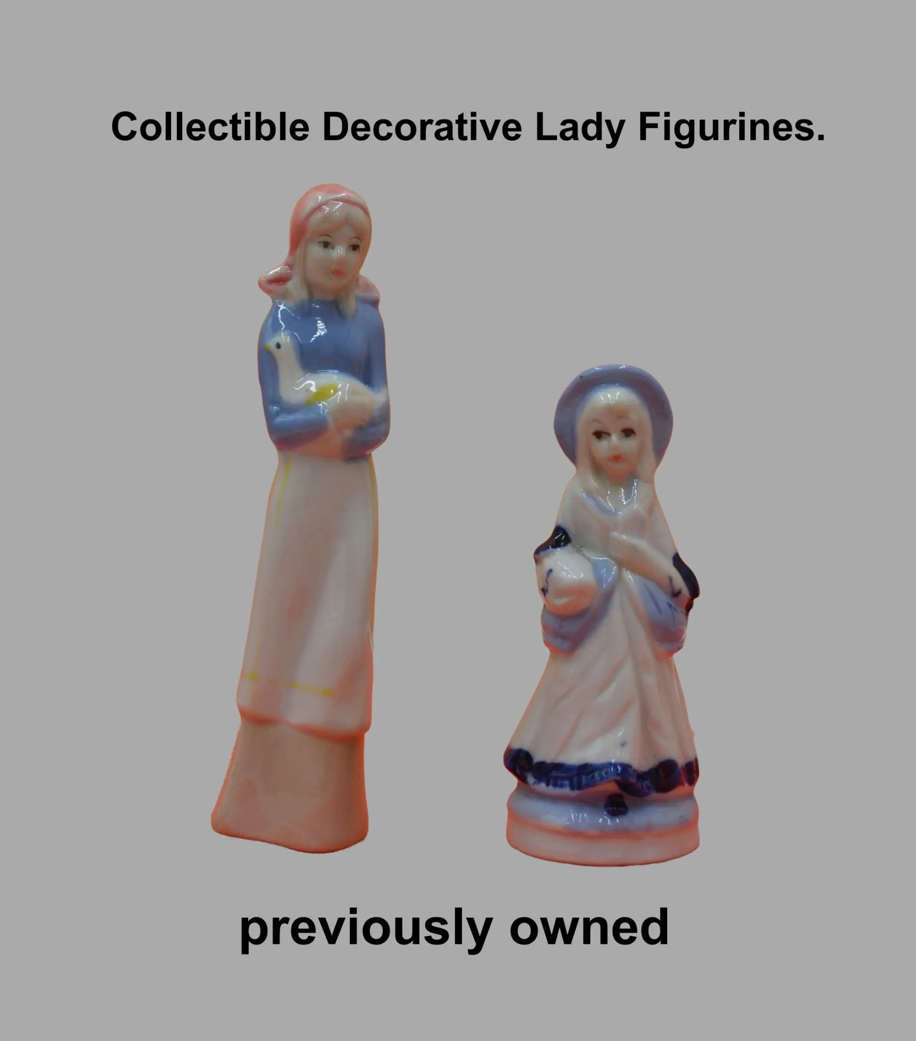 Two Decorative Blue and White Lady Figurines - TMD167207