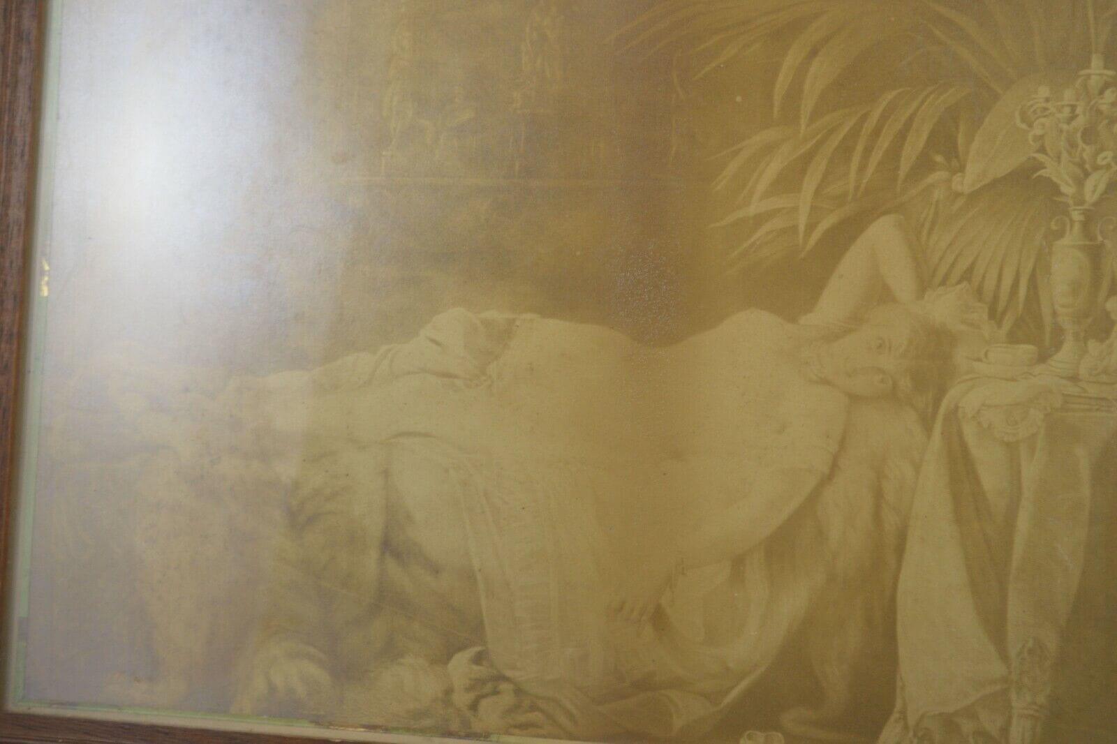 VINTAGE FRAMED PRINT OF A LADY RESTING - TMD167207