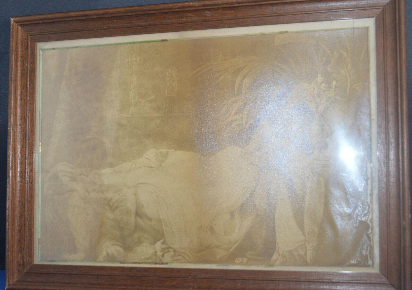 VINTAGE FRAMED PRINT OF A LADY RESTING - TMD167207