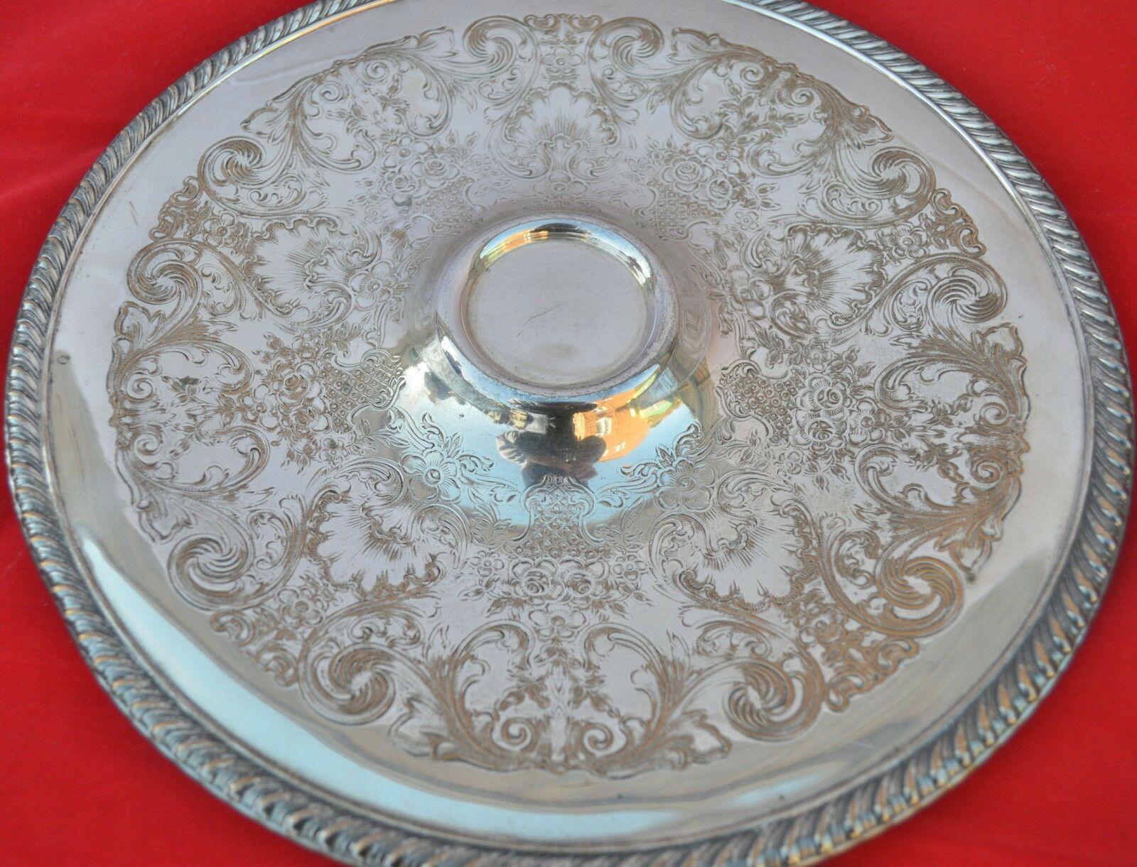 VINTAGE WM ROGERS 866 SILVER-PLATE ETCHED PATTERN SERVING TRAY - TMD167207
