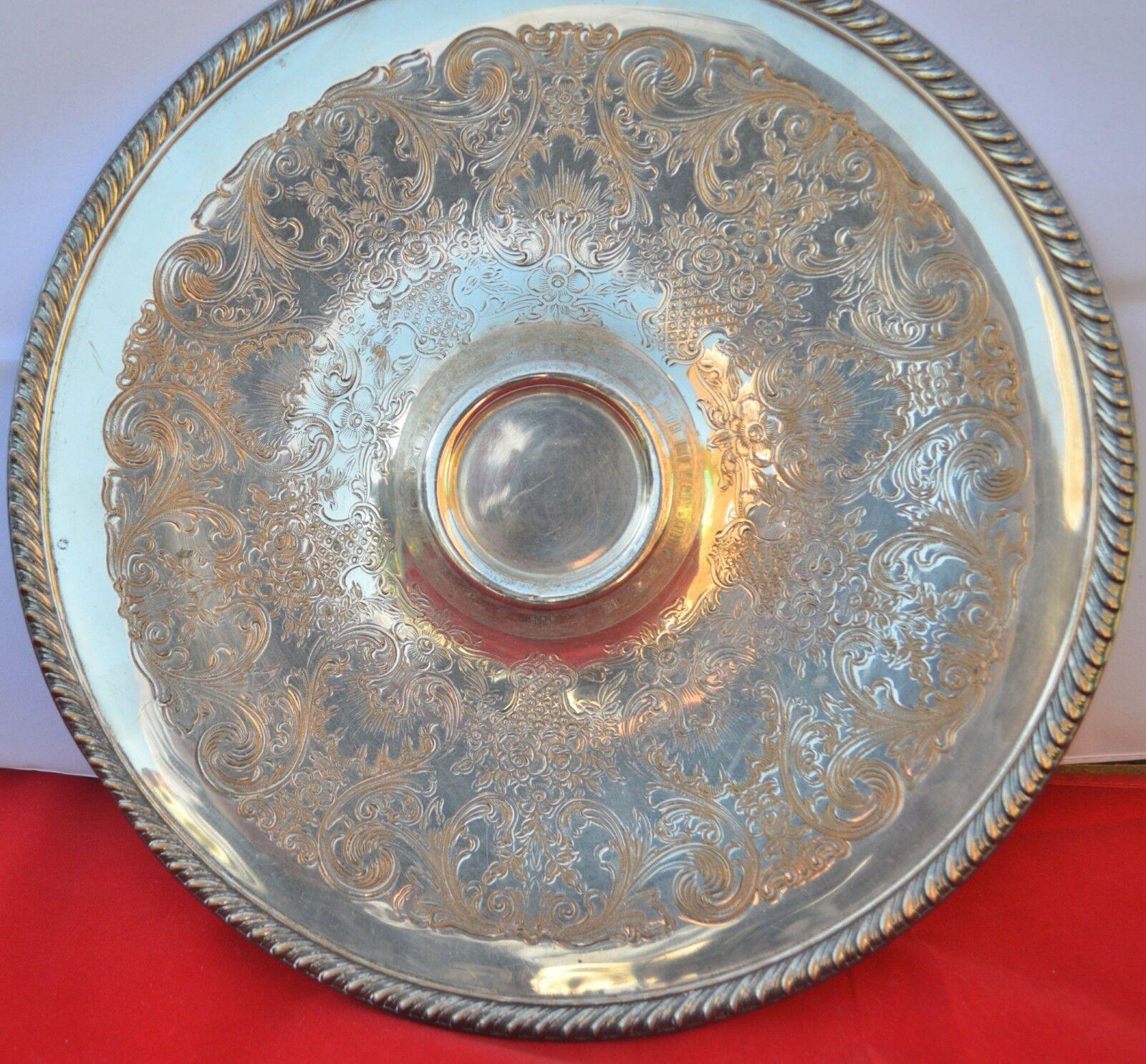 VINTAGE WM ROGERS 866 SILVER-PLATE ETCHED PATTERN SERVING TRAY - TMD167207