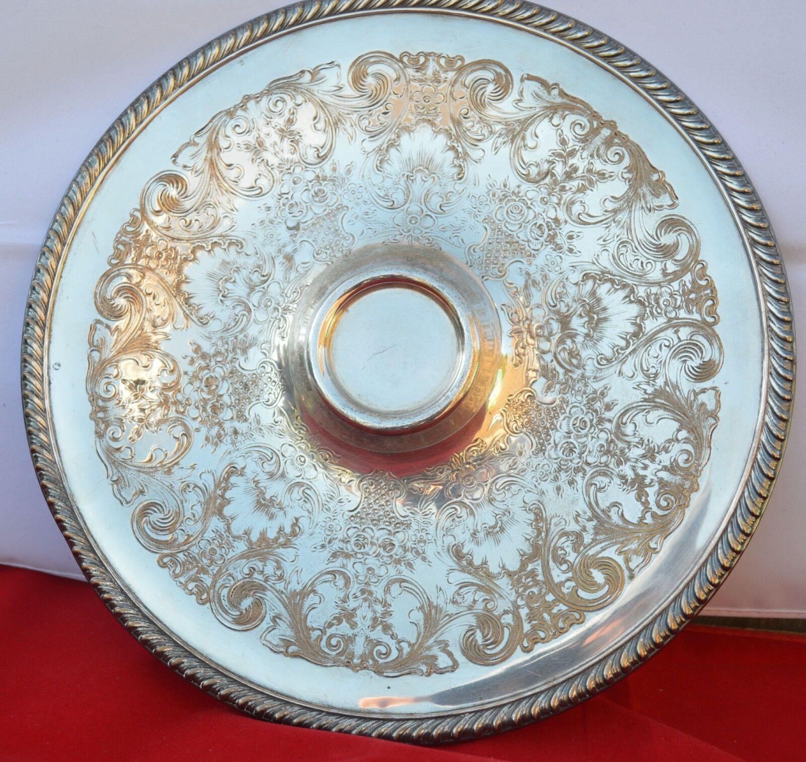 VINTAGE WM ROGERS 866 SILVER-PLATE ETCHED PATTERN SERVING TRAY - TMD167207